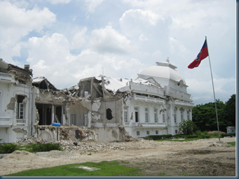 Presidential Palace in Haiti remains in ruins,  and there are no signs of demolition or reconstruction underway.